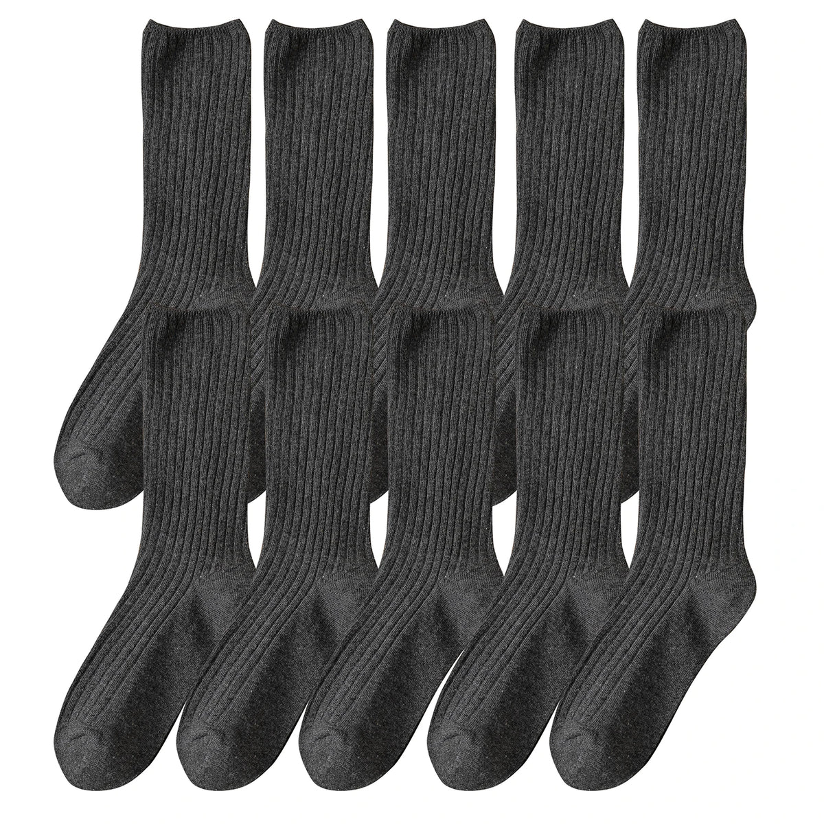 10Pairs Retro Women Cotton Loose Socks Autumn Winter Knitting Solid Color Long Black Korean Japanese Student Girls