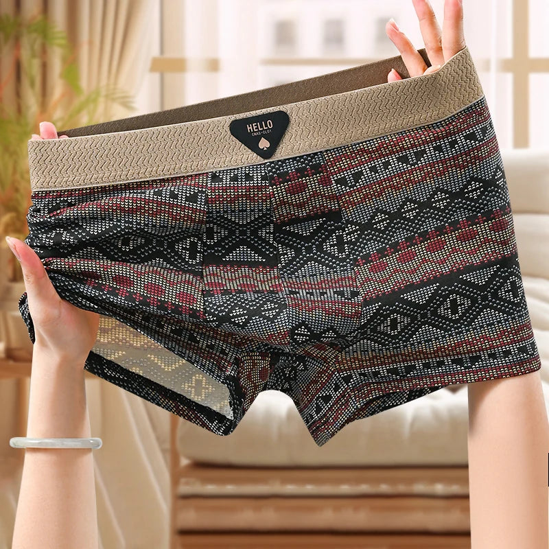 1/4pcs Pack Men Panties Cotton Underwear High Stretch Boxer Shorts Fashionable Sexy Men Underpant Plus Size L-4XL Breathable Men