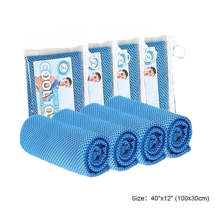 4pcs Sports Cooling Towels (100x30cm), Soft Breathable Quick Drying Towel For Outdoor, Gym, Yoga, Exercise, Fitness, Running