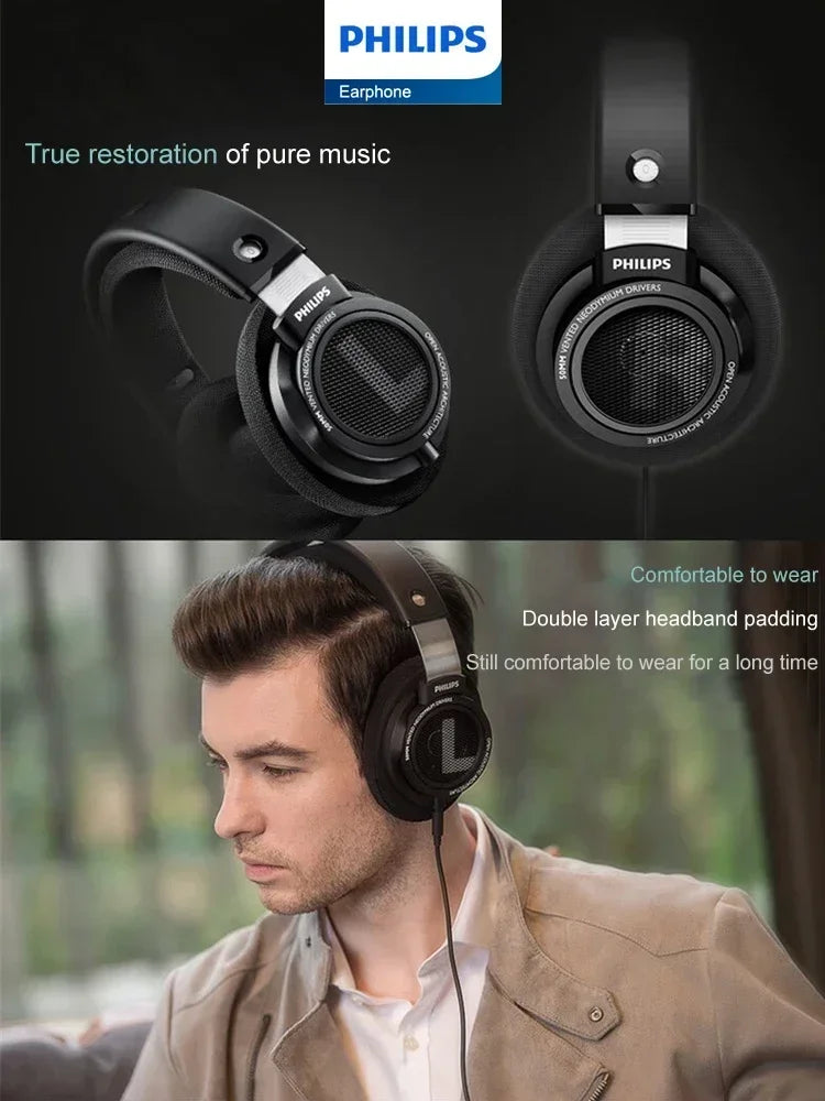 Philips SHP9500 Headphone Professional HiFi Gaming Earphones No Delay Wired for Computer PC Laptop Esports 3.5mm 6.3mm Headset