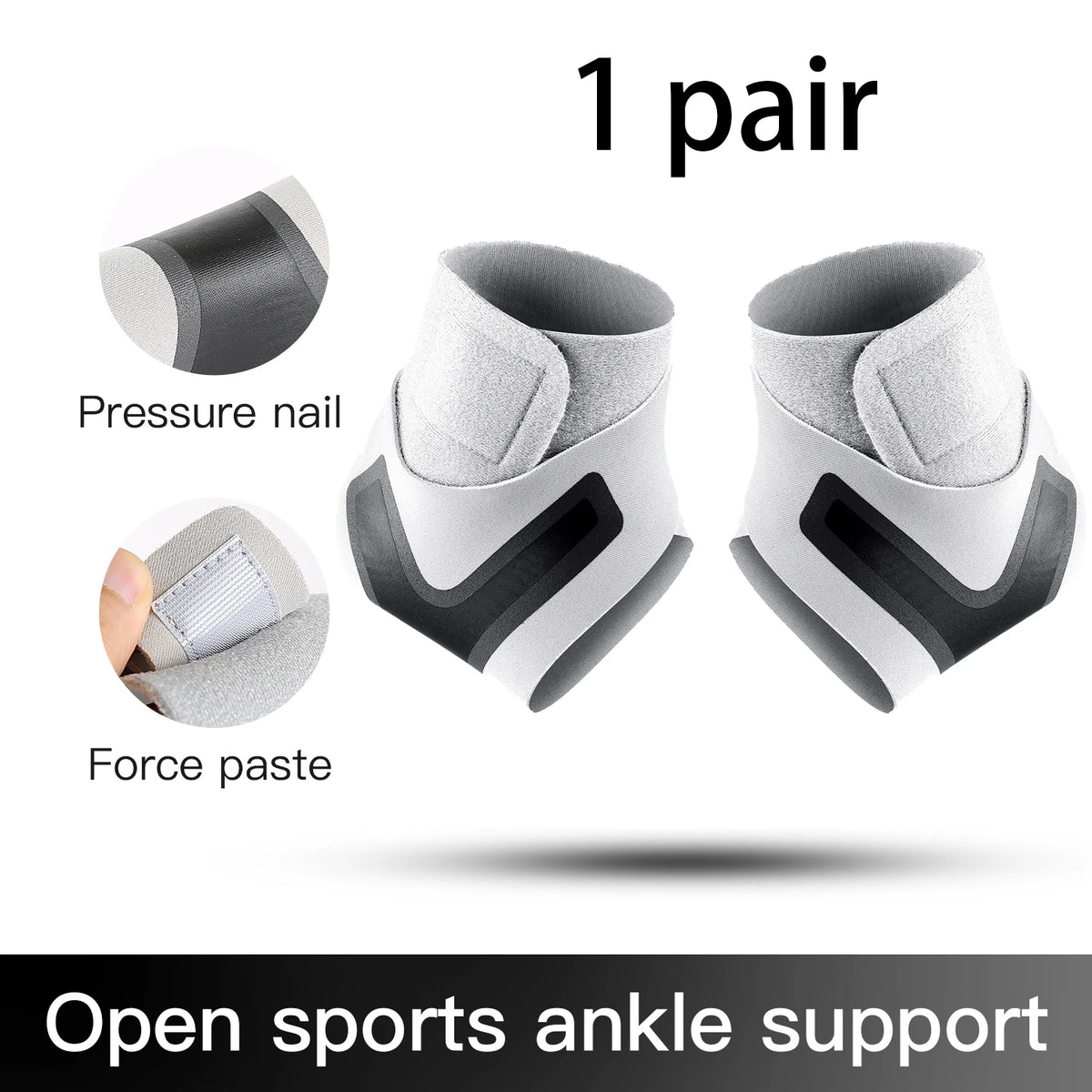2PC Adjustable Ankle Support Pad Ankle Sleeve Pressure Anti-Spinning Elastic Breathable Support Fitness Sports Safety Prevention