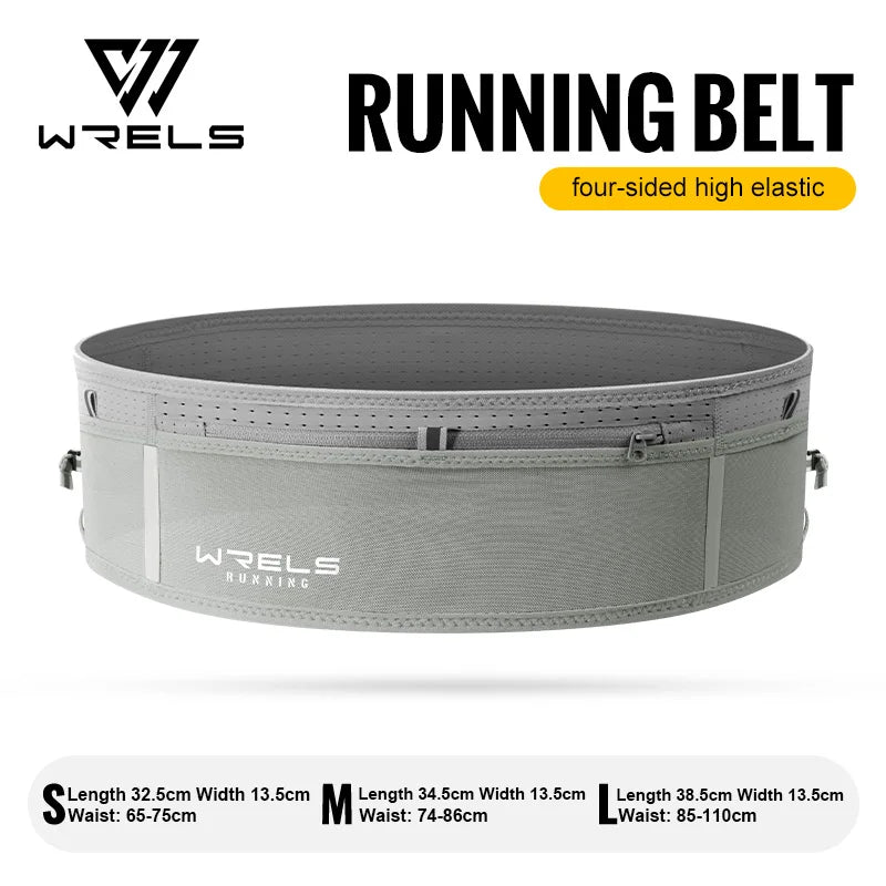WRELS Waist Bag Invisible Elastic Running Belt Multi-Function Fanny Pack Waterproof Close-Fitting Marathon Waist Belt Bag