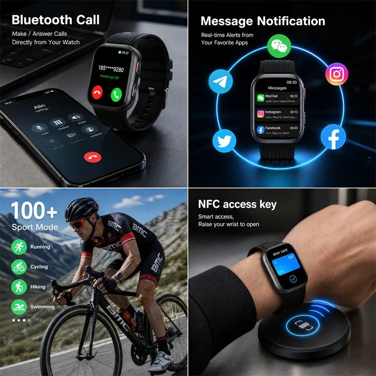 2026New Airbag Blood Pressure SmartWatch NFC ECG+PPG Body Temp Sleep SpO2 Monitor Sports Fitness Health SmartWatch For Men Women