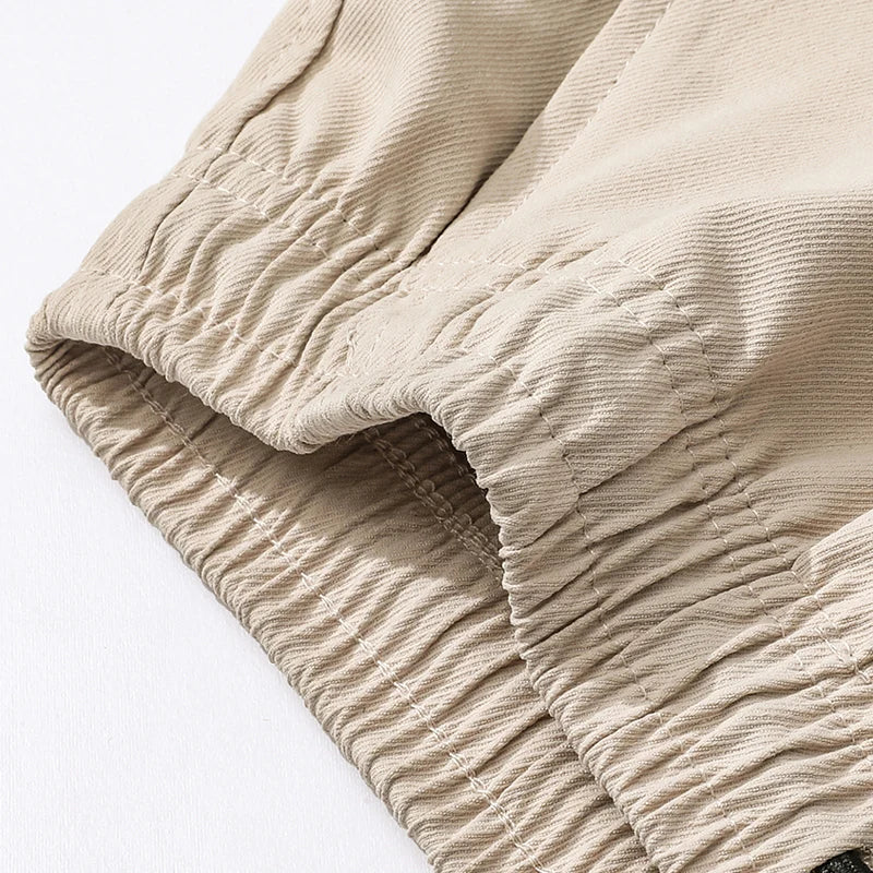 Men's Summer New Cargo Shorts Loose Plus Size Drawstring Casual 5 Inch Shorts Multi-Pocket Fashion Versatile Sports Beach Pants
