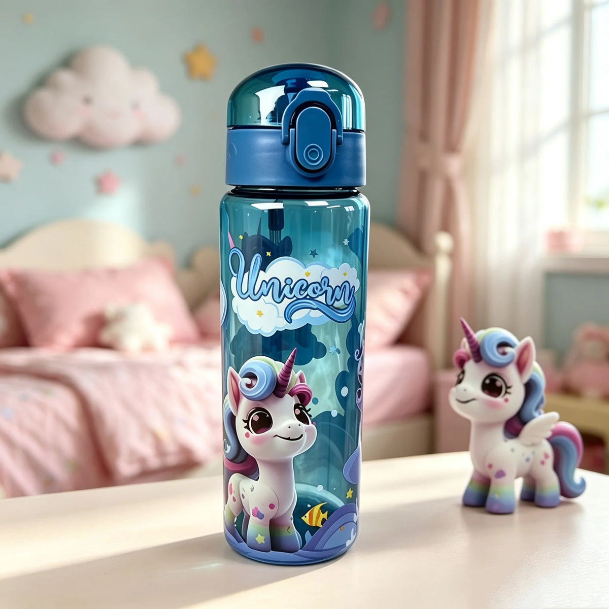 Transparent Cool Astronaut Cartoon Water Bottle, Stylish High Appearance, Lightweight Leakproof Design with Lanyard,Gift,School