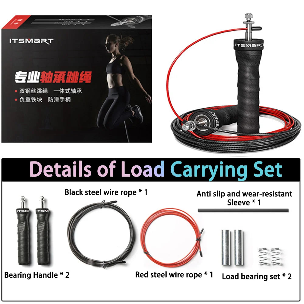 1 set of steel wire skipping rope for fitness and physical training, sports carbon steel bearings for adjustable skipping rope