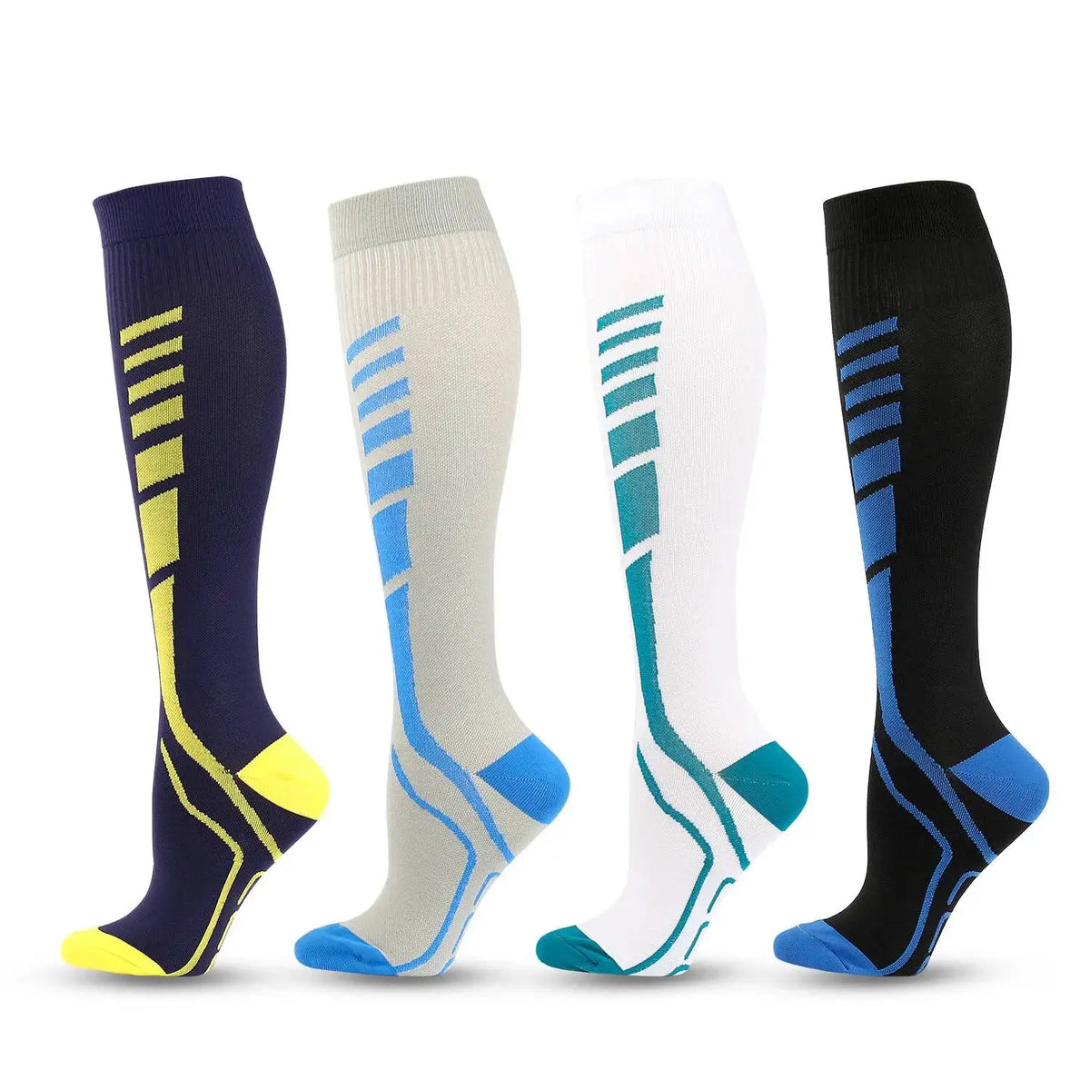4 Pairs Unisex compress stockings Sports Pressure Socks Multi-color Outdoor Running Compression Socks Marathon Sports Gym Socks