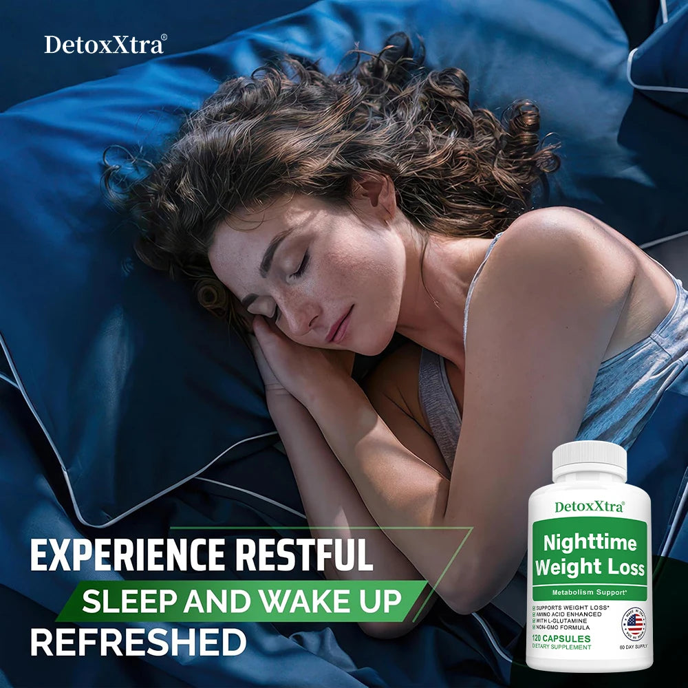 Nighttime Fat Burner Capsules, Muscle Recovery, Appetite Suppressant, Metabolism Booster, Relaxation & Restful Sleep Support