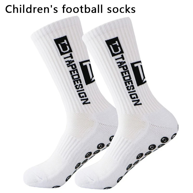 Kids Anti-Slip Football Socks - 1 Pair Breathable Athletic Grip Socks for Soccer Training & Sports 
