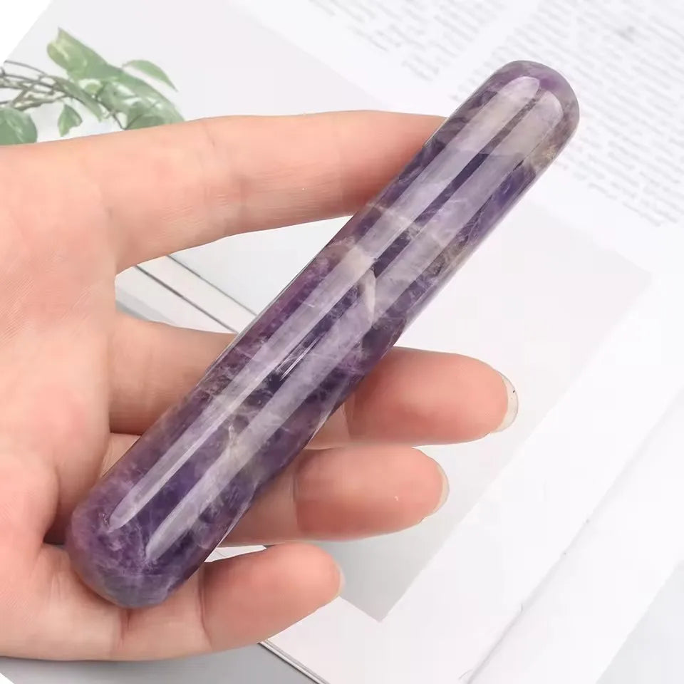Natural Amethyst Massage Stick Jade Yoni Wand Face Body Eye Crystal Stone Massager Health Skin Care Gua Sha Lifting Yoni Tool