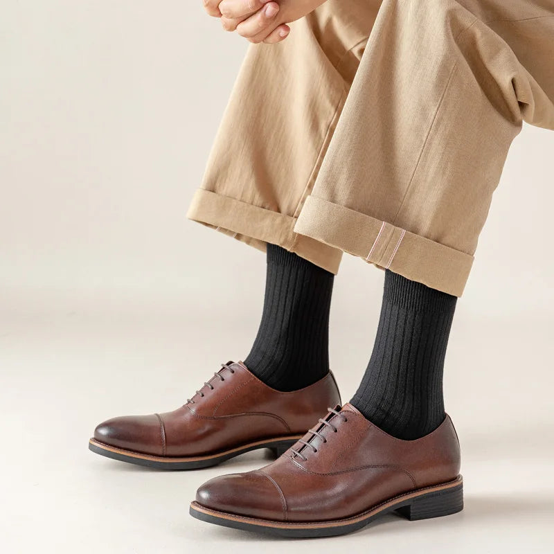 5 Pairs of 100% Cotton Socks, Men's Four Season Striped Midsole, Sweat Absorbing, Breathable Sports Cotton Socks