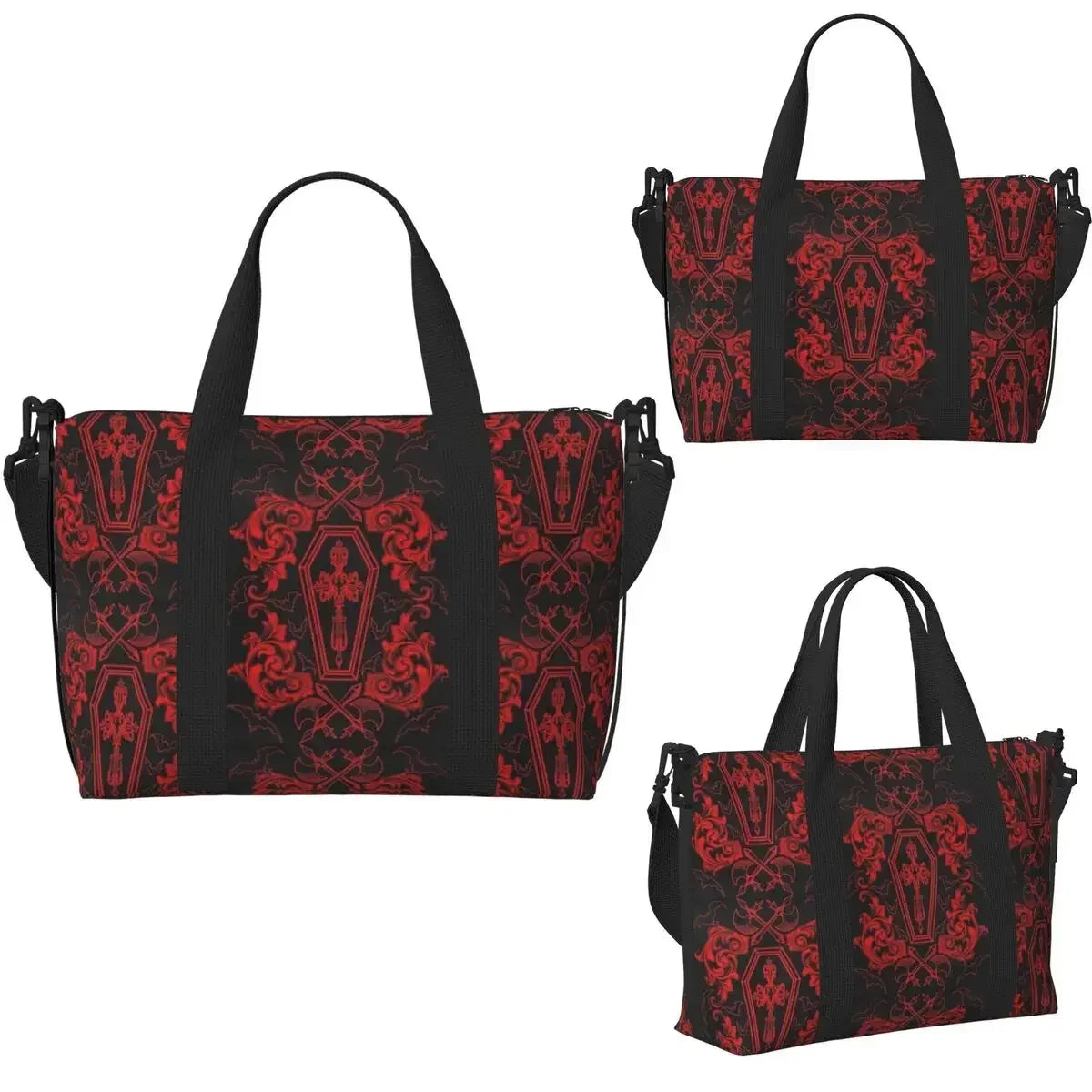 Gothic Vampire Halloween Haunted Mansion Beach Travel Bag Large Capacity Tote Bags for Yoga Women Shopping Duffle Shoulder Bag