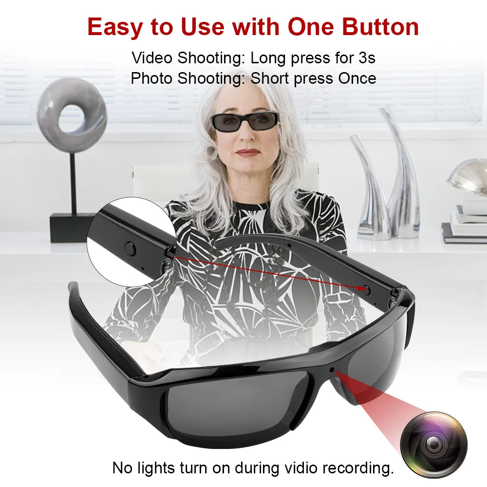 KEBIDUMEI Smart Glasses with Camera 1080P HD Photo Video Recording Eyeglass Sunglasses Support 128G TF Card for Outdoor Cycling