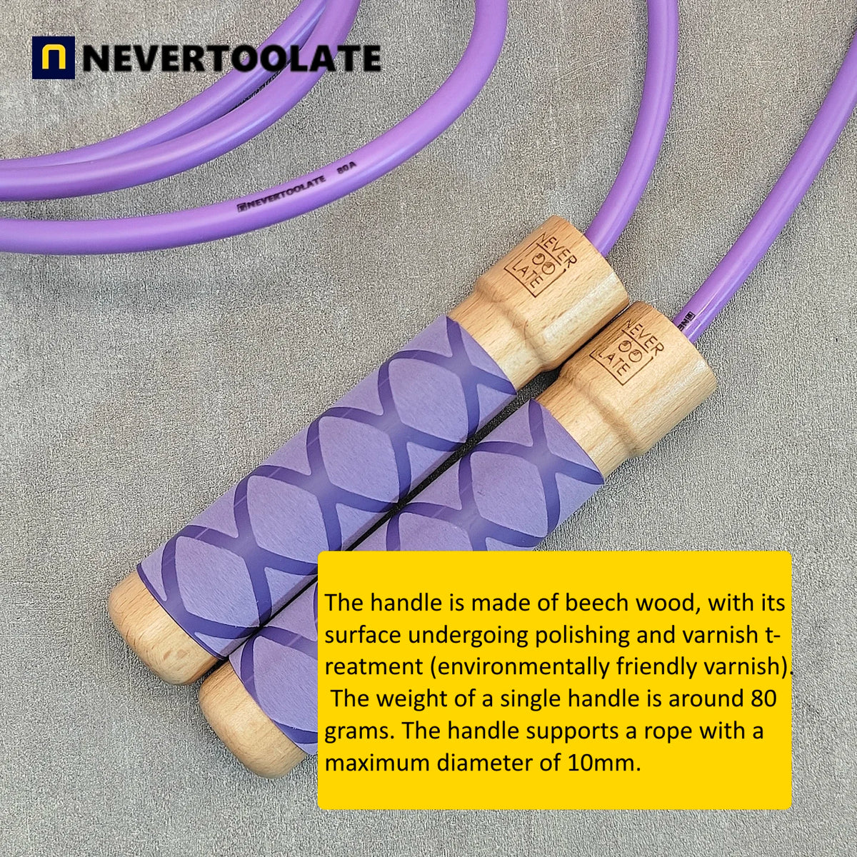 370g to 500 gram heavy 8mm 10mm thick super long 3.2 meters rope length between handles wood handle jump rope with ball bearing