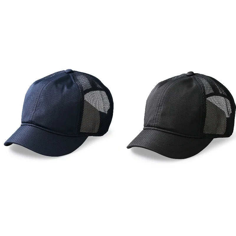 Short Bill Baseball Caps for Men Women Plus Size Big Head Mesh Summer Breathable Short Brim Trucker Hat Running 56-60cm 60-65cm