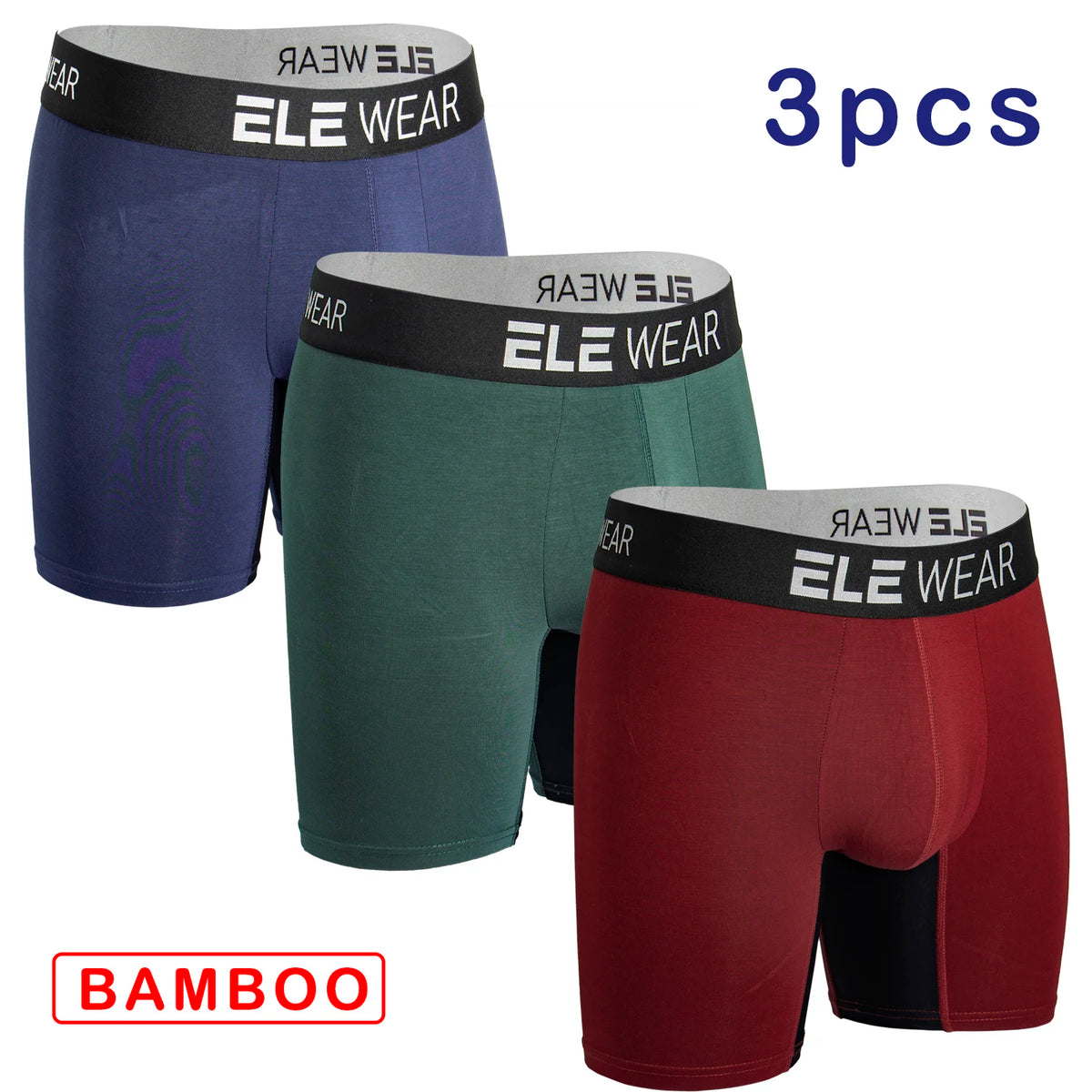 Bamboo Men's Underwear Long Sports Underwear, Moisture-Wicking, Boxer Briefs For Men