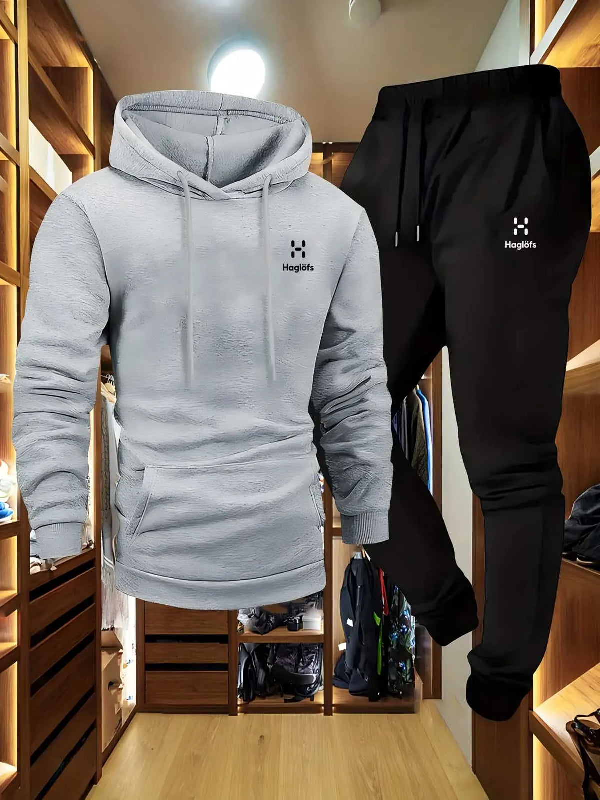 Soft Comfortable Fabric Men's Autumn Winter Casual Two-Piece Hoodie Sweatshirt Long Pants Suit with Pockets Regular Fit Outdoor