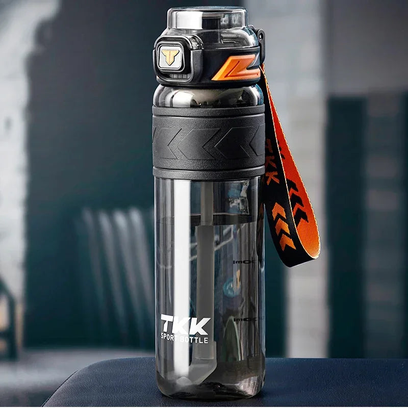 TKK 1000ml Water Bottle Sports Watter Bottle Tritan BPA Free Straw Portable Leak-proof Plastic Drinkware Outdoor Fitness Kettle