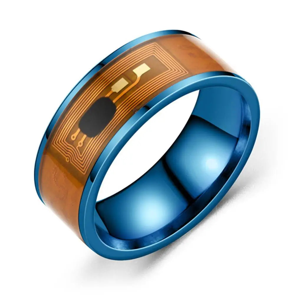 Mens Couple Rings NFC Stainless Steel Phone Chip Dripping Oil Dual Dragon Pattern Smart Ring Gift