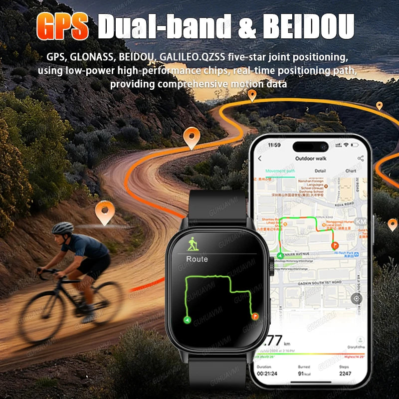 2026New Military Dual-band GPS Smart Watch Compass IP68K Waterproof Bluetooth Call Heart rate Sports Smart Watch For IOS Andriod