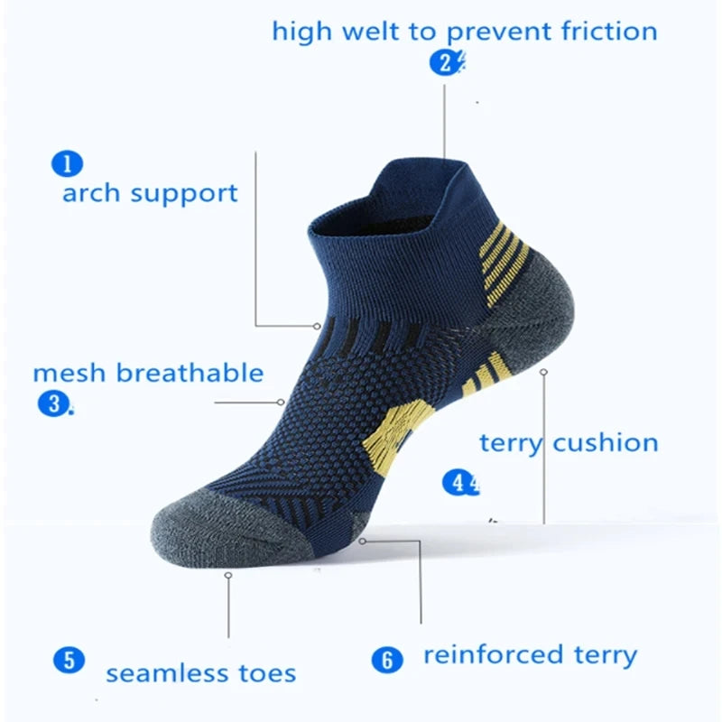 3Pair Professional Fitness Sports Socks Towel Bottom Non-Slip Running Socks Men Women Short Quick-Drying Basketball Training So