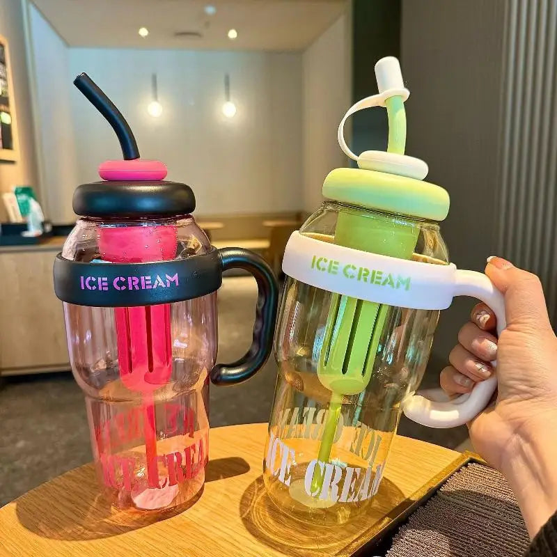 1300ML Plastic Water Bottle with Straw for Kids Large Capacity Cute Cup School Travel Outdoor