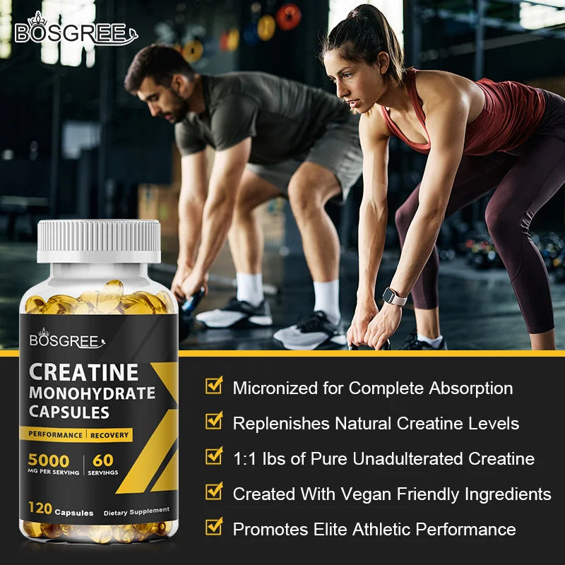 Creatine Monohydrate Capsules | Creatine Pills, Supports Workout Recovery, Lean Muscle Gain, Performance,Creatine Supplements