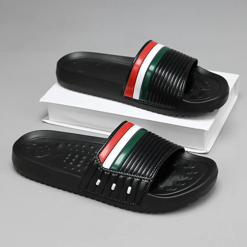 Men Shoes EVA Slippers Striped Cloud Thick-soled Sandals Summer Soft Bottom Slides Beach Slippers Male Indoor Outdoor EVA Slides
