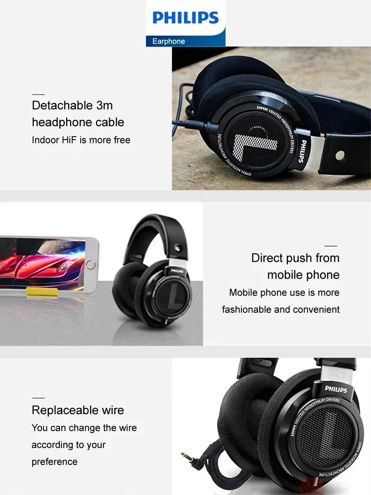 Philips SHP9500 Headphone Professional HiFi Gaming Earphones No Delay Wired for Computer PC Laptop Esports 3.5mm 6.3mm Headset