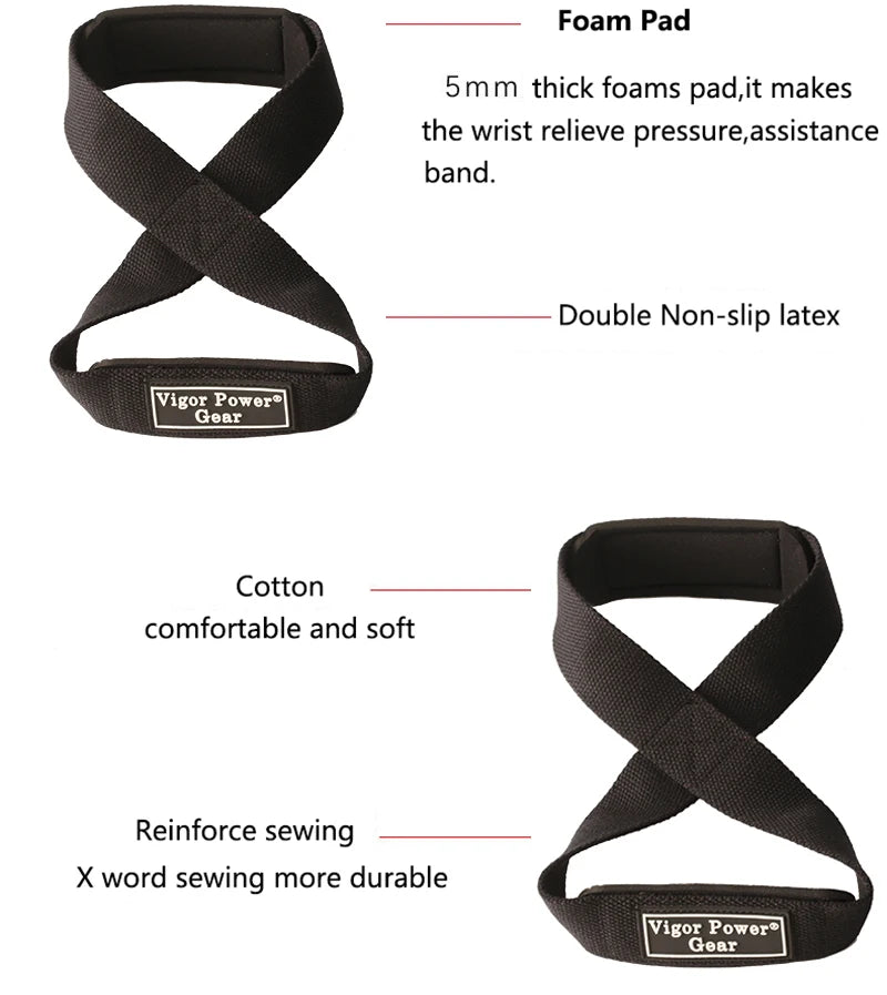 Durable Powerlifting Straps Cross Training Figure 8 Weight Lifting Straps,Powerlifting Belts,Fitness Pull up Band