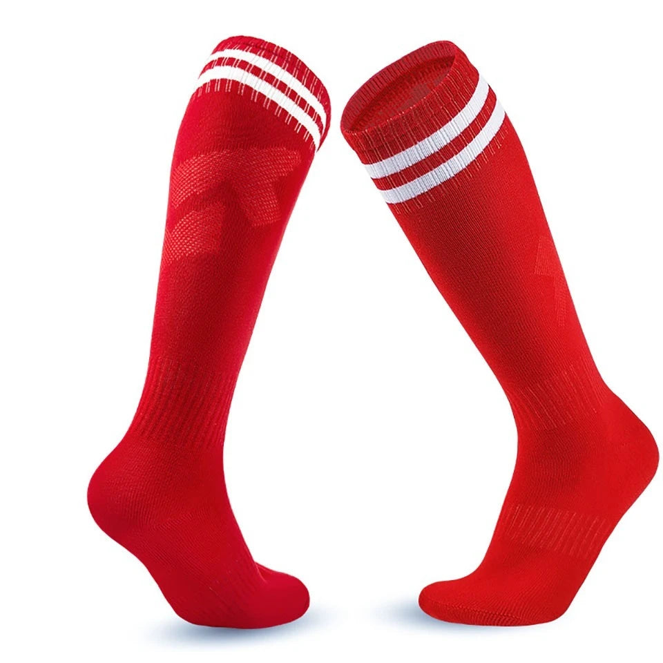 Loogdeel 1 Pair Soccer Socks Stretchy Compression Knee High Tube Socks Football Athletic Socks for Men Women Teens Kids
