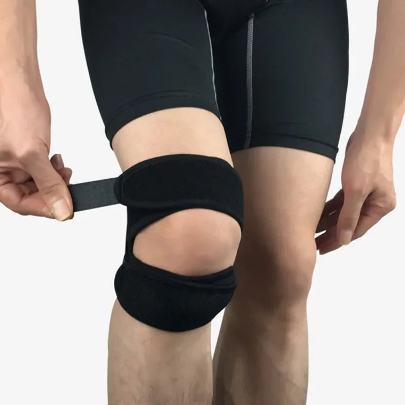 1 PC Sport Kneepad Double Patellar Knee Strap Adjustable Anti-Slip Knee Support Open Knee Wrap Band for Injury Joint Pain Relief