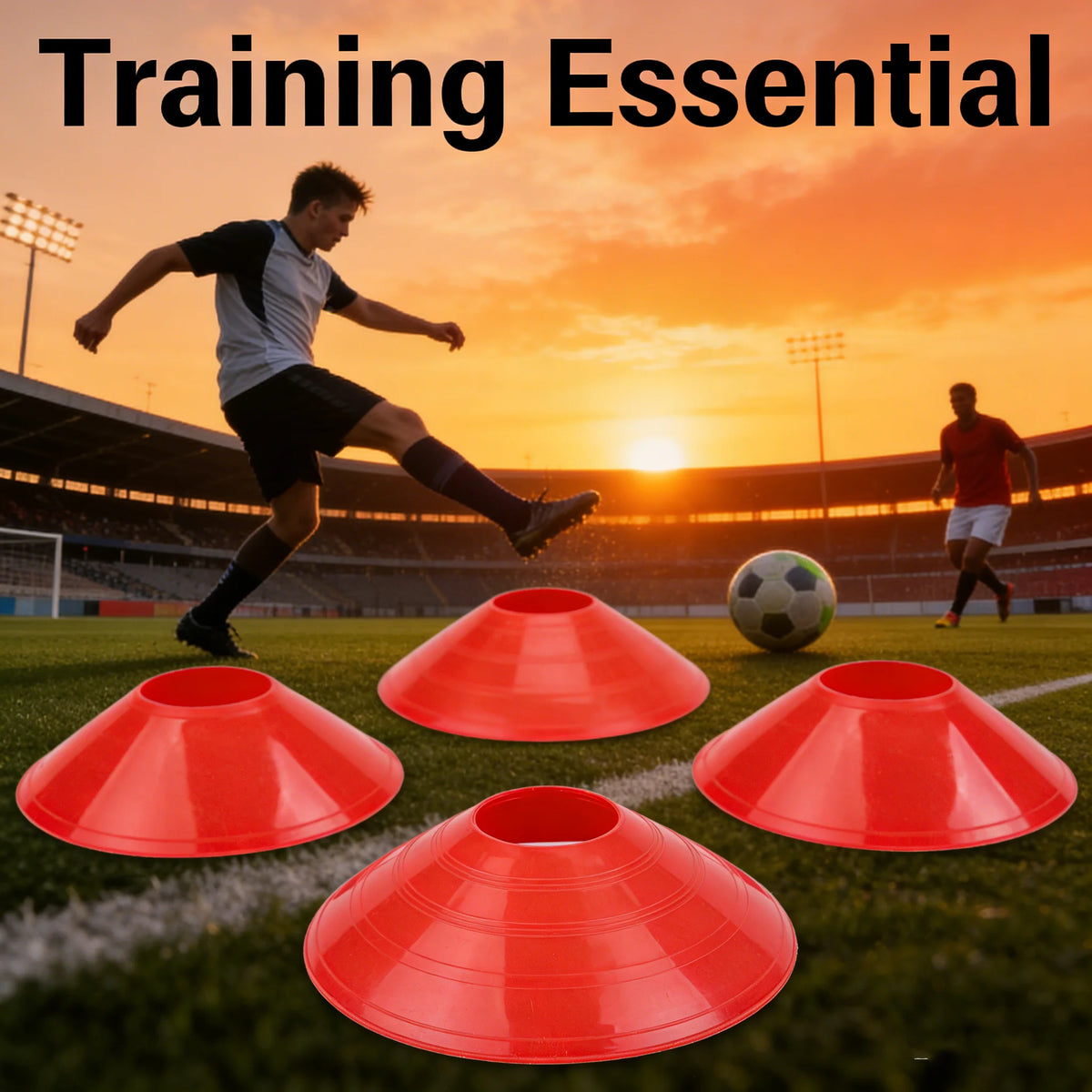 10Pcs Red Soccer Training Cones, Flexible Disc Cones for Agility Drills, Football Training Markers for Kids & Adults, Ideal for