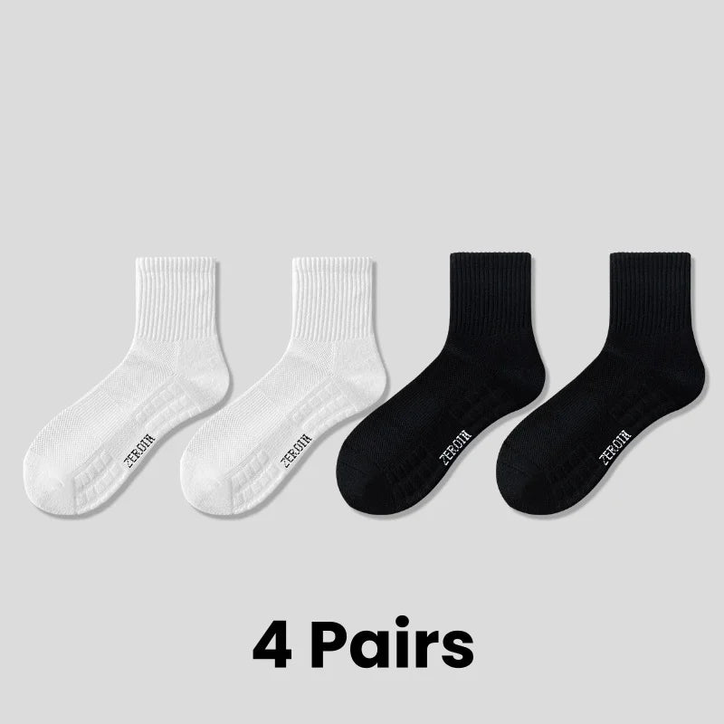 Men's Thick Bottom Sweat Absorbing and Breathable Sports Socks with Bottom Cushion for Running Professional Sports Men's Socks