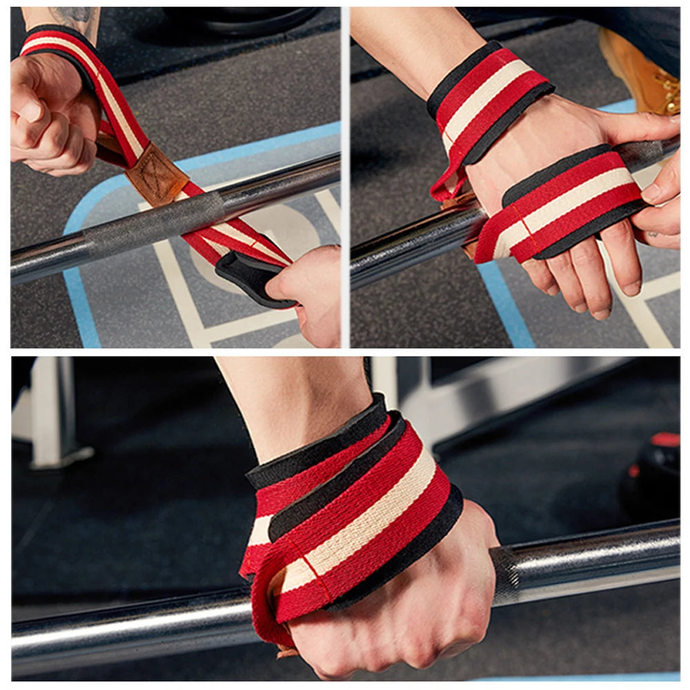 1Pair Padded Figure 8 Straps Deadlift Weight Lifting Wrist Straps Power Lifters Workout Pull-ups Horizontal Bar Gym Fitness
