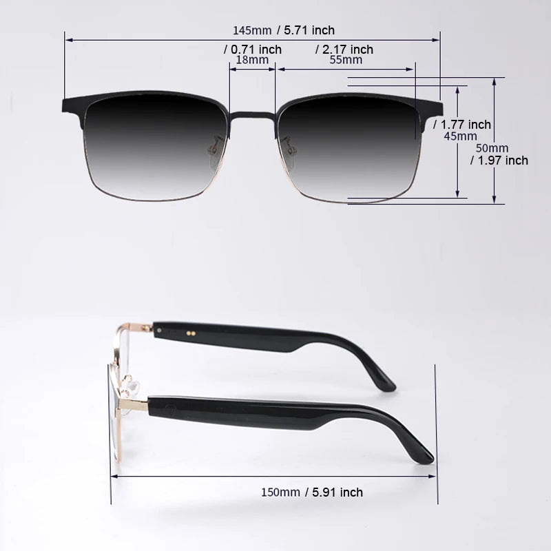 Koipsse Smart Glasses Metal Frame Color-Changing Lenses Multi-Function Wireless Bluetooth Headset Call Dual Touch Men and Women