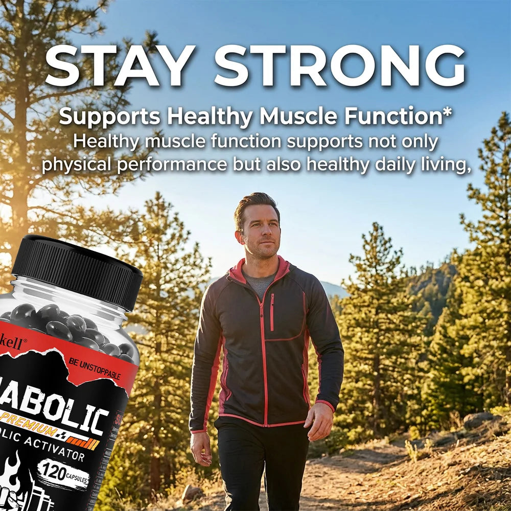 Men’s Muscle Builder Capsules, Lean Muscle Growth, Strength, Endurance, Recovery, Metabolism & Abs Support, 30/60/120 Capsules