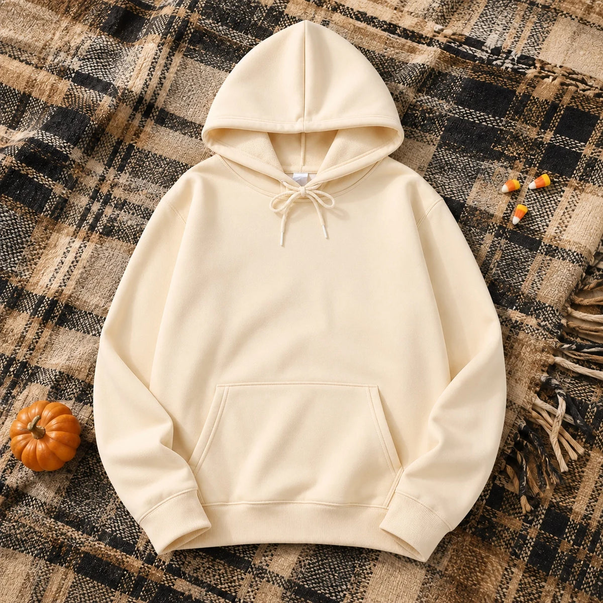 2025 White Hoodies Men Women Autumn Long Sleeve Pullover Tops Casual Pocket Hoodies Unisex Outer Loose Sport Wear