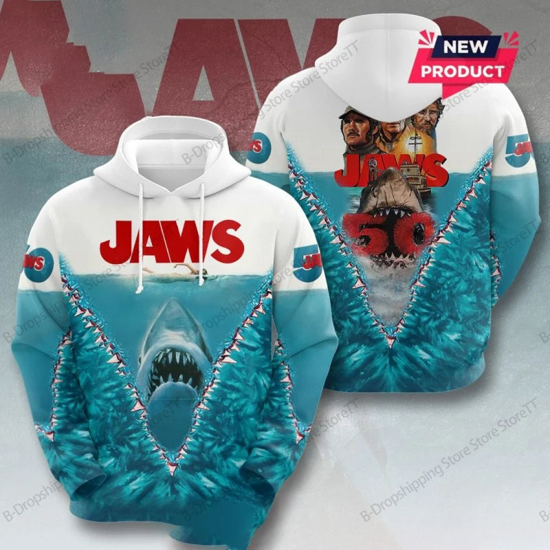 Men Hoodies Jaws Horror Film 3d Print Hoodie Men Women Fashion Hoodies Casual Hoodie Sweatshirt Shark Coat Sudadera Men Clothing