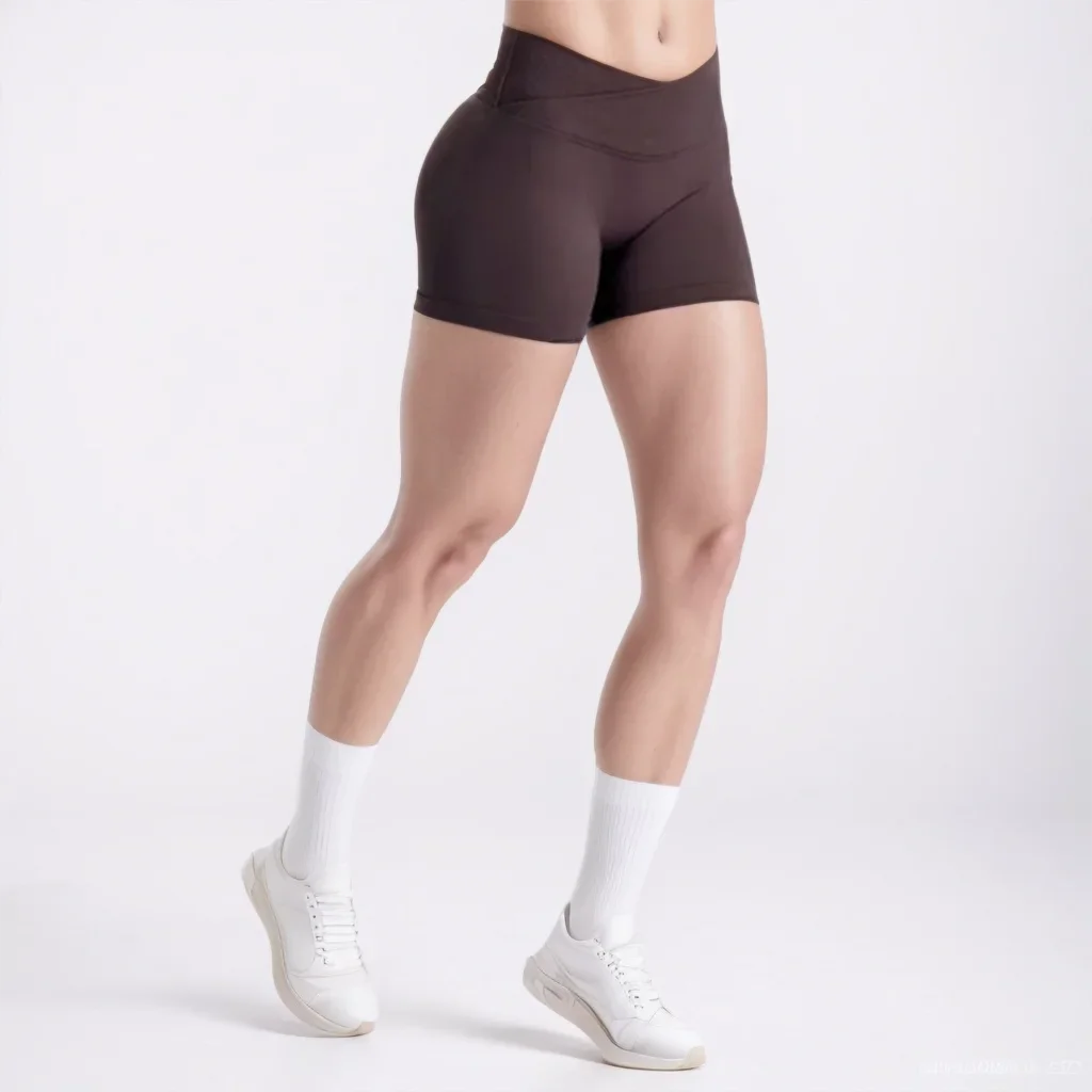 Vision Yoga Shorts Women Cross Low Waist Hip Lifting Seamless Gym Shorts 4.5'' Workout Fitness Scrunch Butt Sports Shorts