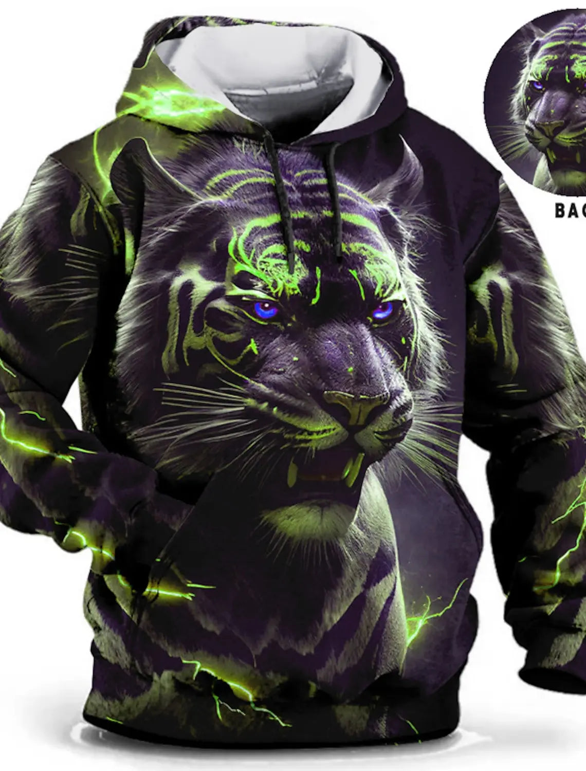 New Graphic Lion Men's Fashion 3D Print Hoodie Streetwear Hoodies Long Sleeve Hooded Front Pocket Spring Sweatshirt
