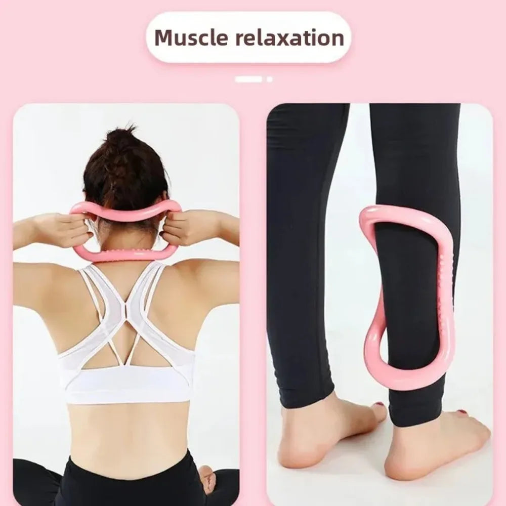 pink Yoga Circle Pilates Stretch Ring Home Women Fitness Equipment Fascia Massage Body Workout Exercise Resistance Support Tool