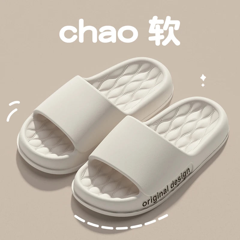 Men Trend New Summer Slippers Soft Non-slip Sole Cloud Sandals for Home Beach Indoor Outdoor