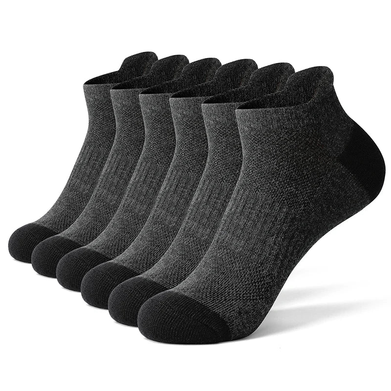 6 Cotton Man and Women Socks Sports Solid Color Male's Short Sock Cycling Breathable Mesh Ankle Summer Running Socks