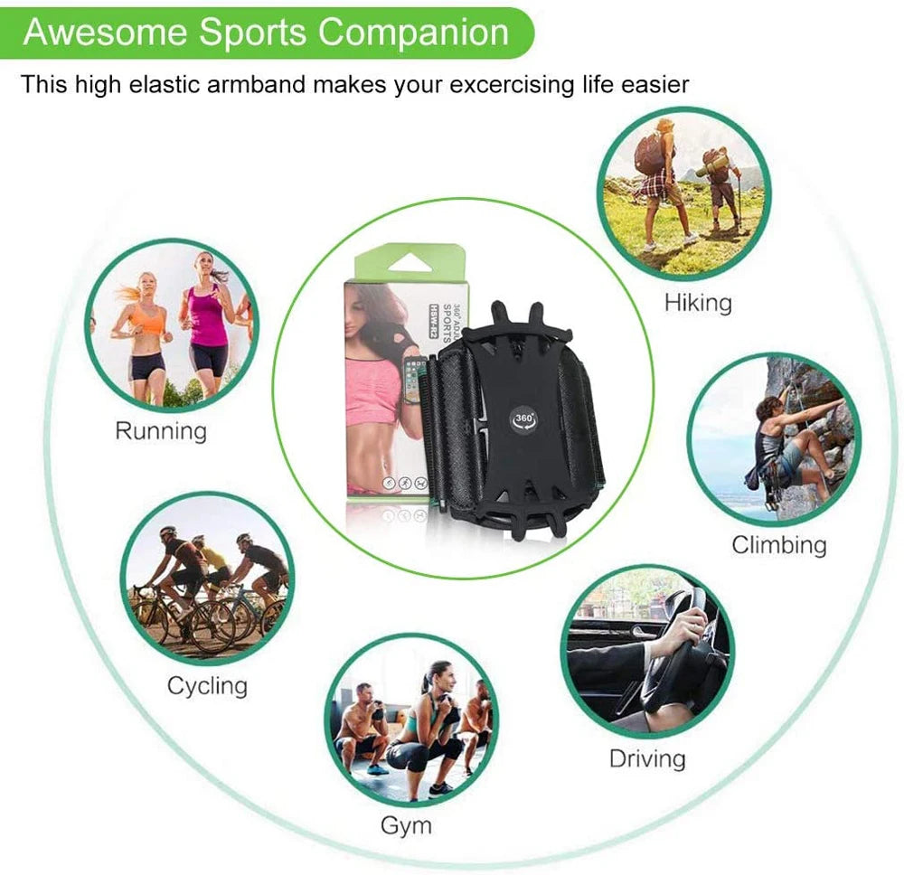 Wristband Phone Holder Mobile Removable 360°Rotating Running Phone Wrist Bag Takeaway Navigation Arm Bag for Fitness Cycling