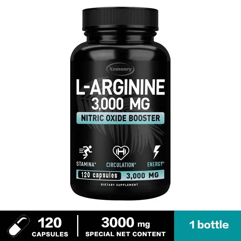 L-Arginine - Strengthen Muscles, Improve Blood Circulation, and Boost Energy, Endurance and Athletic Performance