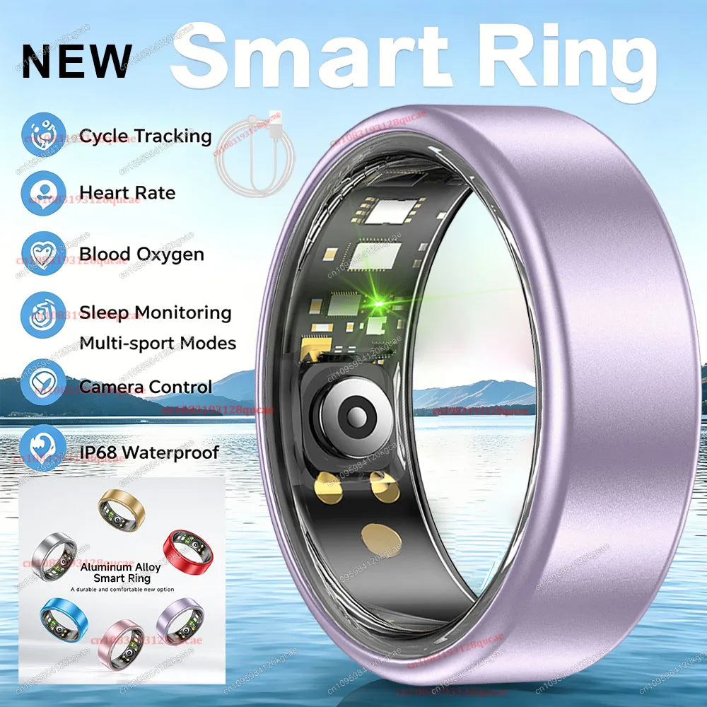 2026 New Smart Ring Heart Rate Blood Pressure Sleep Monitoring Motion Tracking IP68 Waterproof Men Women Smart Ring Holiday Gift