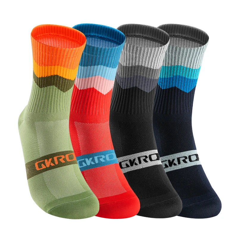GKRQ 4 Pairs Bike Socks Men Nurse Compression Cycling For Women Mtb Guard Socks Stockings Sport Grip Barre Socks