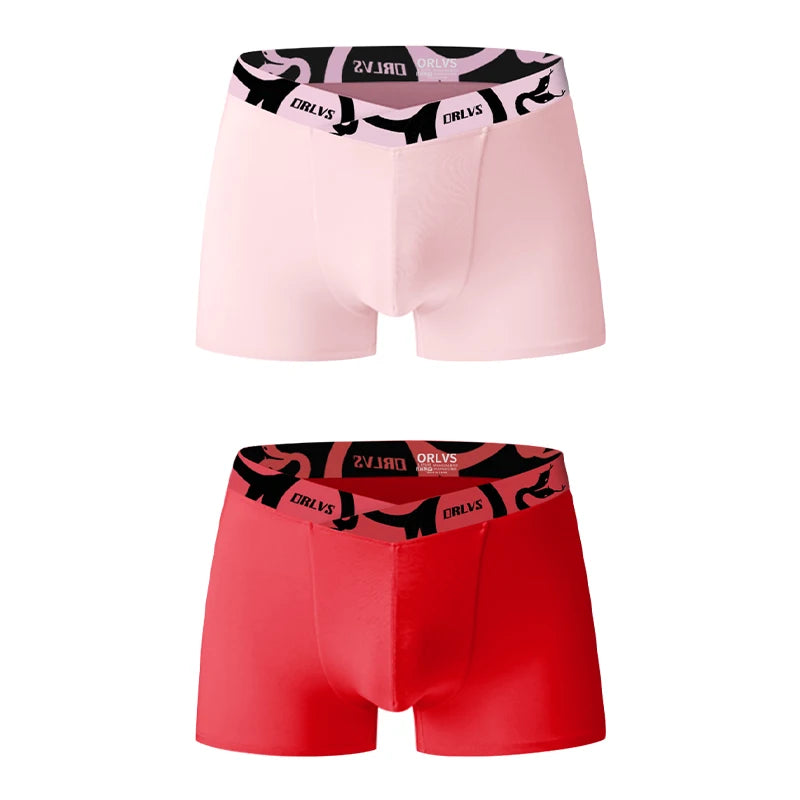 ORLVS Soft Modal Men's Underwear Big V Cut Boxer Briefs No Roll Waistband Trunks with Double Layer Crotch for Daily & Sports