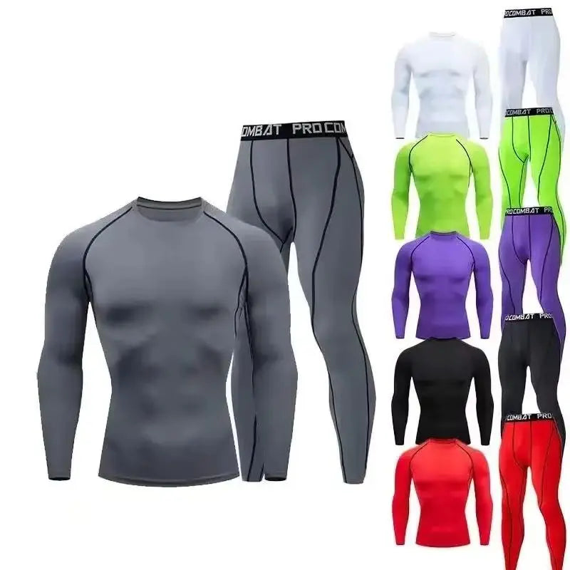 Men's Running Set Gym Jogging Thermo underwear xxxxl Second skin Compression Fitness MMA rashgard Male Quick dry Track suit